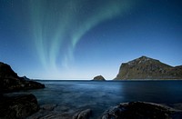 Aurora lights in Lofoten, Norway. Free public domain CC0 photo.