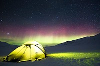 Camping and northern lights. Free public domain CC0 photo.