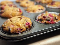Muffin in bake tray. Free public domain CC0 photo.