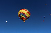 Hot air balloon in the sky. Free public domain CC0 photo.