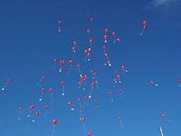 Balloon floating in the sky. Free public domain CC0 photo