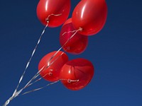 Balloon floating in the sky. Free public domain CC0 image.