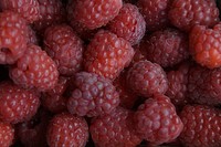 Closeup on pile of red raspberries. Free public domain CC0 photo. 