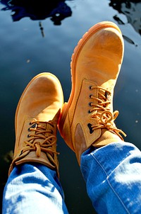 Yellow leather boots. Free public domain CC0 photo.