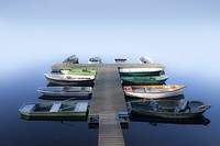 Wooden fishing boats at dock. Free public domain CC0 photo.