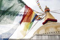 Stupa colors sky flag. Free public domain CC0 photo.