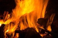 Fire background, burning firewood. Free public domain CC0 image.