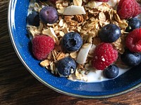 Berry cereal bowl. Free public domain CC0 photo.