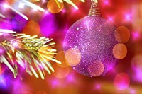 Closeup on glitter Christmas tree ornament. Free public domain CC0 photo.