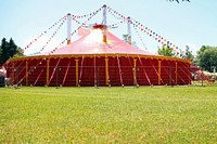 Red circus tent. Free public domain CC0 photo.