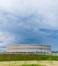 Sport stadium from outside. Free public domain CC0 image.