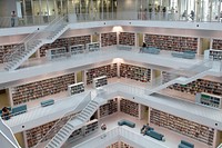 Modern minimal library. Free public domain CC0 photo.