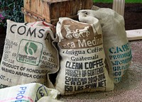 Coffee beans in bags. Free public domain CC0 image