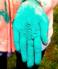 Holi color on hand, Indian festival. Free public domain CC0 image.