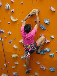 Indoor rock climbing, extreme sports photography. Free public domain CC0 photo.