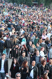 Crowd in busy city. Free public domain CC0 photo.