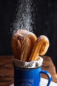 Free sugar coated churros closeup image, public domain food CC0 photo.