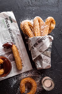 Free sugar coated churros closeup image, public domain food CC0 photo.