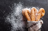 Free sugar coated churros closeup image, public domain food CC0 photo.