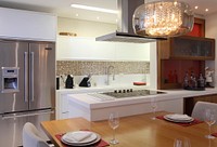 Modern white kitchen interior. Free public domain CC0 photo.