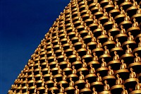 Golden Buddha statues stacked background. Free public domain CC0 photo.