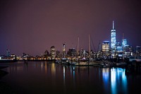 New port city night view. Free public domain CC0 photo.