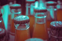 Glass bottles with caps on top. Free public domain CC0 image