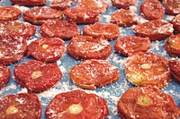 Closeup on dried tomatoes. Free public domain CC0 image. 