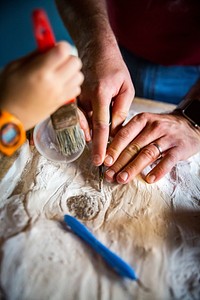 Excavation of dinosaur fossil. Free public domain CC0 photo.