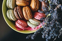 Free assorted macaron image, public domain dessert CC0 photo.