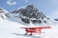 Free red biplane image, public domain landscape CC0 photo.