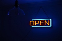 Free open neon sign image, public domain CC0 photo.