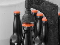 Glass bottles with caps on top. Free public domain CC0 image