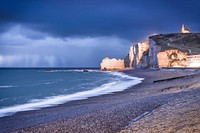 Etretat Normandy beach scenery. Free public domain CC0 image.