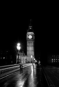 Big Ben clock tower at the north end of the Palace of Westminster in London, England. Free public domain CC0 photo.