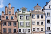 Colorful buildings in the center of Landshut old town in Germany. Free public domain CC0 image.