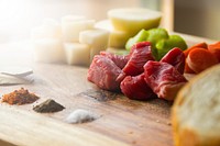 Raw meat on cutting board. Free public domain CC0 image