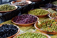 Varieties of olives. Free public domain CC0 image.