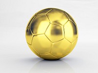 Golden football on white background . Free public domain CC0 photo.