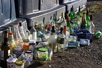 Piles of empty glass beer bottles. Free public domain CC0 photo