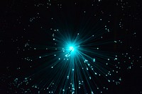 Blue light flare, black background. Free public domain CC0 photo.