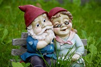 Garden gnome couple. Free public domain CC0 photo.