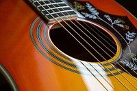 Beautiful acoustic guitar, musical instrument background. Free public domain CC0 photo.