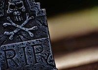 Scary Halloween gravestone decoration. Free public domain CC0 image.