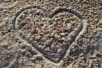 Heart written on beach. Free public domain CC0 image.