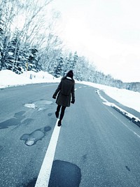 Winter road. Free public domain CC0 photo.