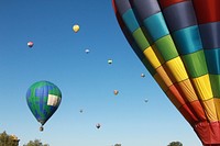 Hot air balloon in the sky. Free public domain CC0 photo.