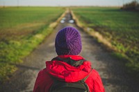 Backpacker hiking in nature. Free public domain CC0 photo.