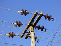 Electrical power lines in the city. Free public domain CC0 photo.