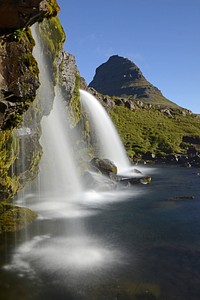 Kirkjufellfoss waterfall in Iceland. Free public domain CC0 image.